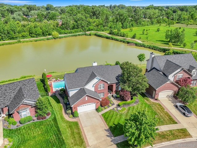 24065 Timber Creek Ln, Flat Rock, MI 48134 - view from above of property with a large body of water