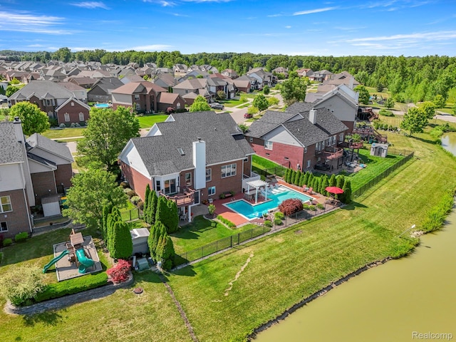 24065 Timber Creek Ln, Flat Rock, MI 48134 - aerial view of residential area featuring a pool