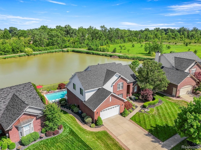 24065 Timber Creek Ln, Flat Rock, MI 48134 - view from above of property featuring a large body of water