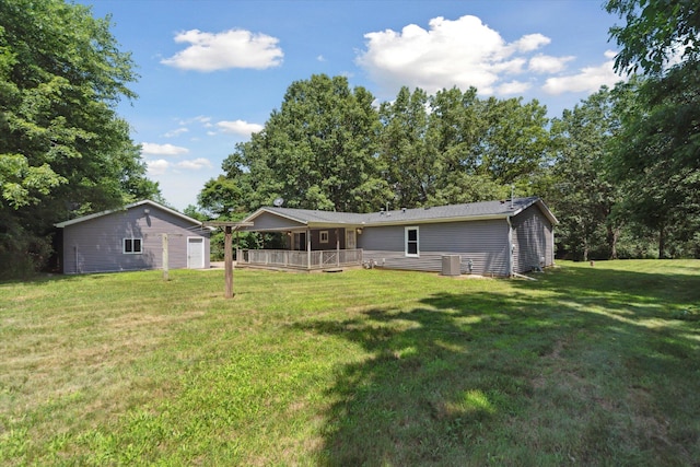 19905 N Ave, Battle Creek, MI 49017 - view of green lawn with a wooden deck