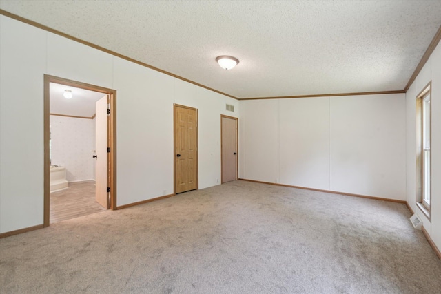 19905 N Ave, Battle Creek, MI 49017 - unfurnished bedroom featuring crown molding, carpet floors, a textured ceiling, ensuite bath, and two closets