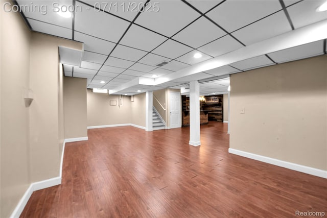 3454 Everett Dr, Rochester Hills, MI 48307 - finished below grade area featuring stairs, wood finished floors, and recessed lighting