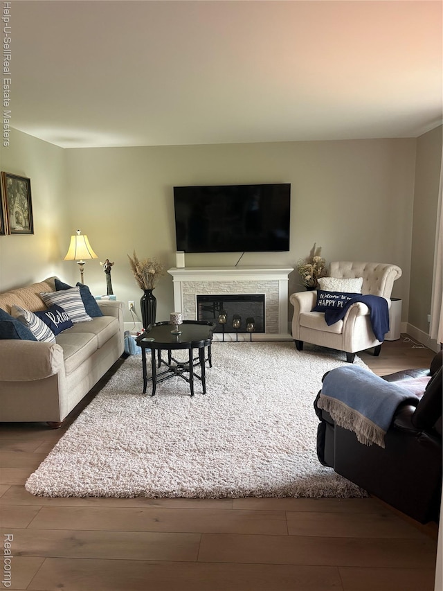 1975 Michigan Ave Unit 47, Marysville, MI 48040 - living area with a fireplace and wood finished floors