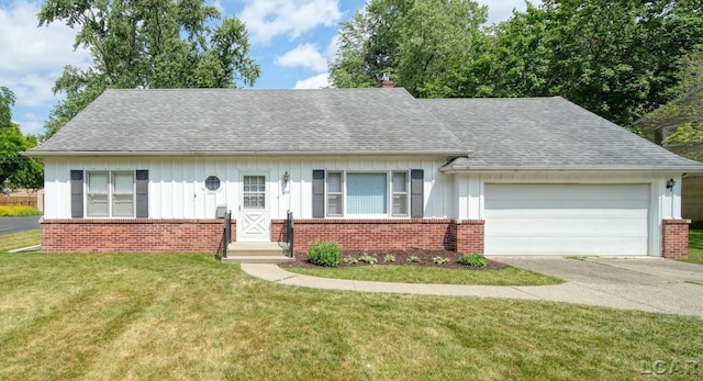 608 Brook St, Tecumseh, MI 49286 - view of front of house featuring brick siding, board and batten siding, a shingled roof, and an attached garage