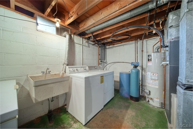 608 Brook St, Tecumseh, MI 49286 - laundry area featuring gas water heater, independent washer and dryer, and electric panel