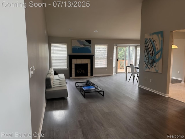 820 Woodhaven Dr, Commerce Twp, MI 48390 - living area featuring wood finished floors and a fireplace