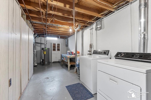 15930 Drysdale St, Southgate, MI 48195 - laundry room featuring water heater and washing machine and clothes dryer