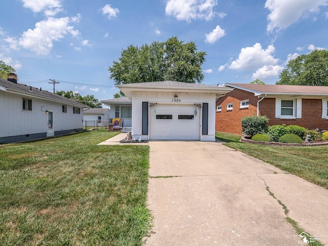 1405 Arbor Ave, Monroe, MI 48162 - ranch-style house featuring an attached garage, driveway, a front lawn, and brick siding