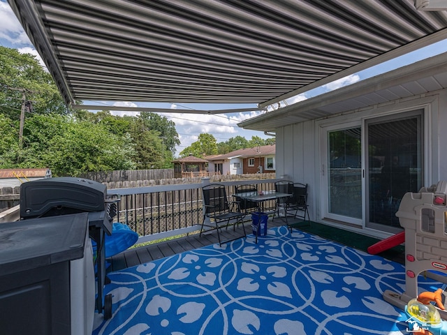 1405 Arbor Ave, Monroe, MI 48162 - wooden terrace with outdoor dining area and grilling area