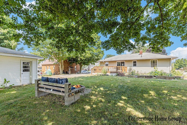 8611 Byron Center Ave SW, Byron Center, MI 49315 - view of grassy yard featuring a wooden deck