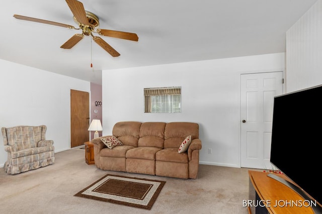 1236 S Van Bruggen Dr, Plainwell, MI 49080 - living room with carpet flooring and a ceiling fan