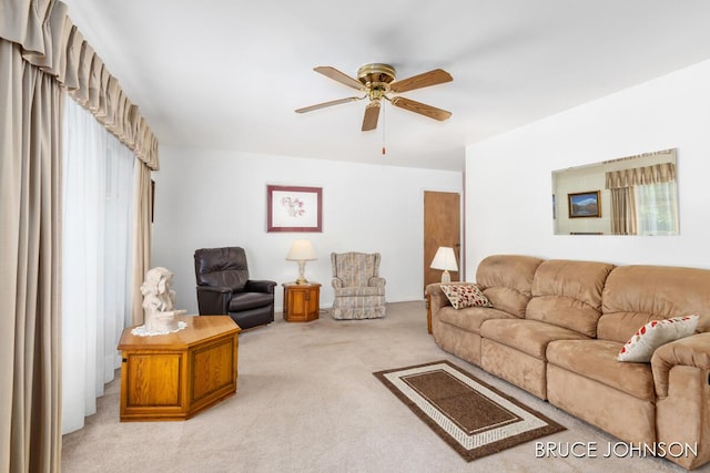 1236 S Van Bruggen Dr, Plainwell, MI 49080 - living area featuring light colored carpet and ceiling fan