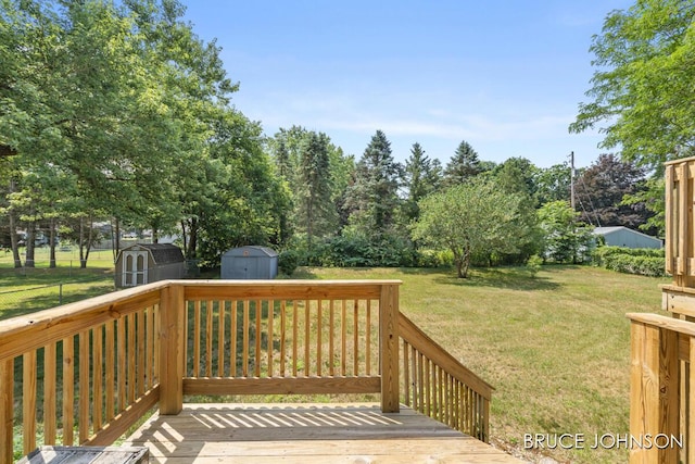 1236 S Van Bruggen Dr, Plainwell, MI 49080 - deck with a shed and a lawn