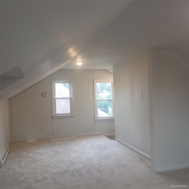 19145 Fielding St, Detroit, MI 48219 - bonus room featuring vaulted ceiling, a baseboard heating unit, and carpet floors