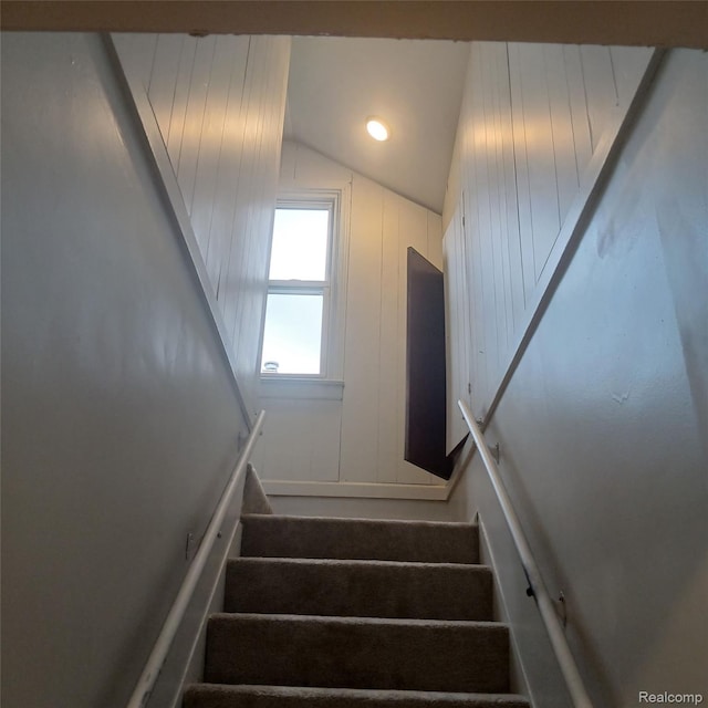 19145 Fielding St, Detroit, MI 48219 - stairway featuring vaulted ceiling