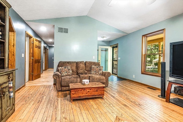 16253 1st Ln, Union Pier, MI 49129 - living room with lofted ceiling and light wood-style floors