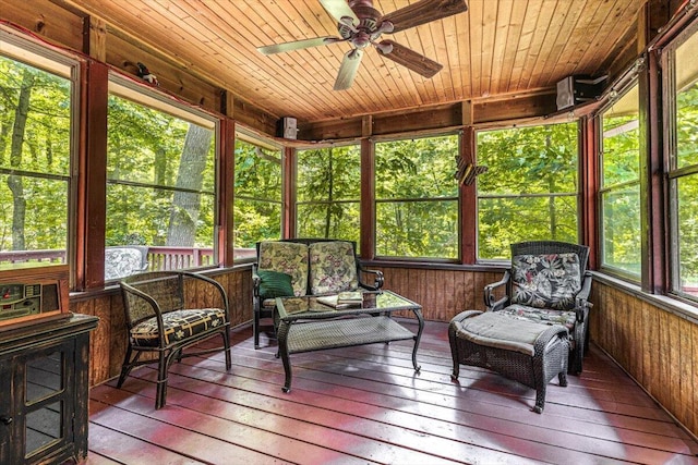 16253 1st Ln, Union Pier, MI 49129 - sunroom featuring a ceiling fan, plenty of natural light, and an outdoor hangout area