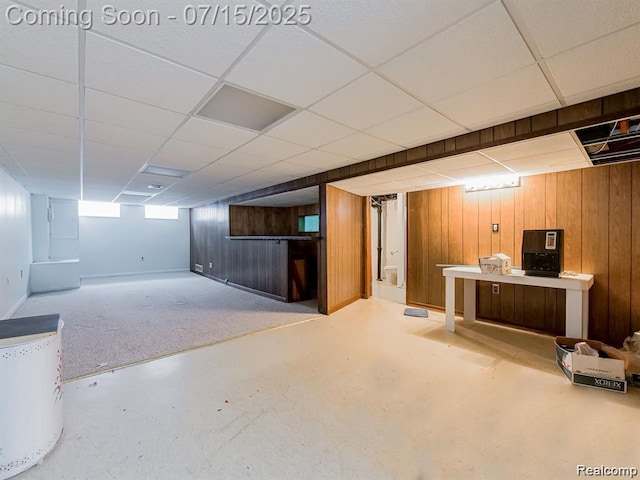32508 Avondale St, Westland, MI 48186 - basement with wooden walls and a paneled ceiling