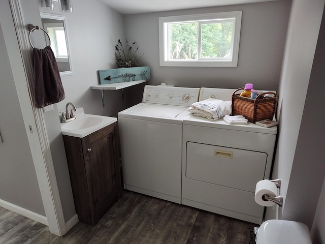411 Block Rd, Coldwater, MI 49036 - laundry room featuring independent washer and dryer, dark wood finished floors, and plenty of natural light