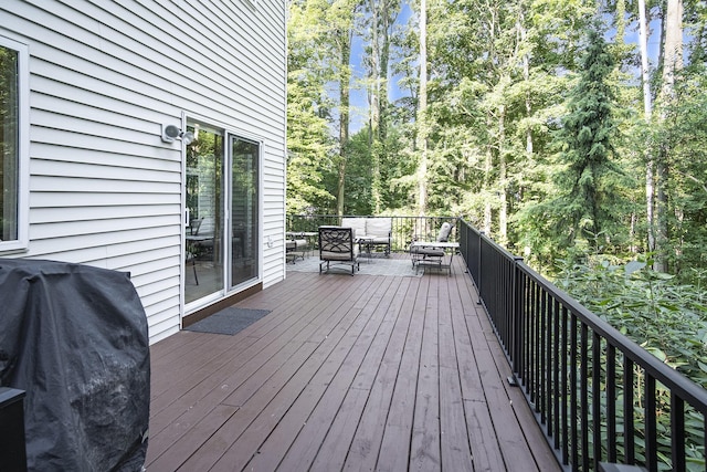7751 Austinridge Dr SE, Caledonia, MI 49316 - wooden terrace featuring an outdoor living space and a grill
