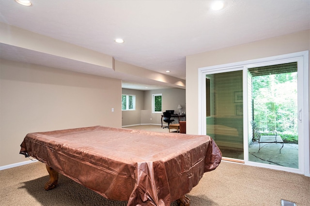 7751 Austinridge Dr SE, Caledonia, MI 49316 - playroom with carpet, recessed lighting, billiards table, and a desk