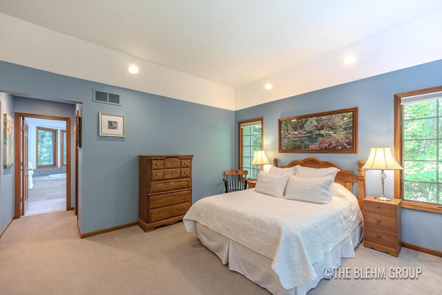 6340 Cannon Highlands Dr NE, Belmont, MI 49306 - bedroom with light colored carpet and recessed lighting
