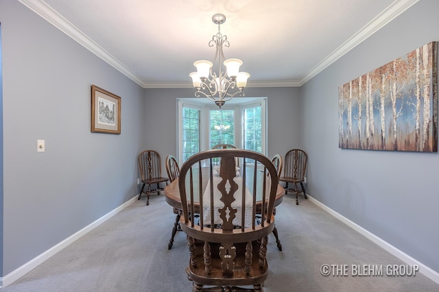 6340 Cannon Highlands Dr NE, Belmont, MI 49306 - dining room featuring a chandelier, ornamental molding, and carpet