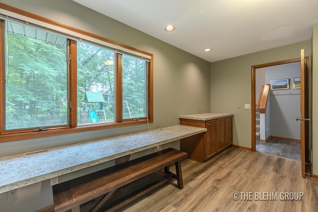 6340 Cannon Highlands Dr NE, Belmont, MI 49306 - unfurnished dining area with light wood-style floors and recessed lighting