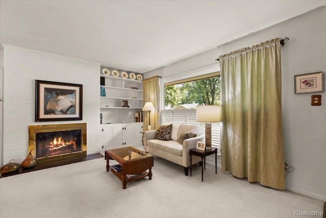 15588 Kirkshire Ave, Beverly Hills, MI 48025 - living area with a fireplace and light carpet