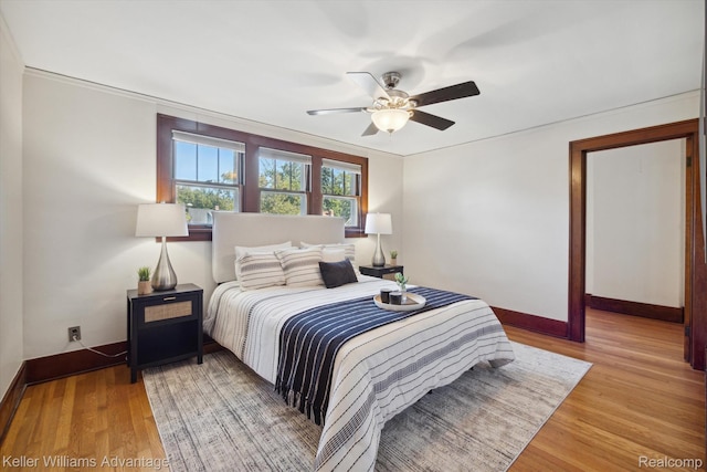 402 E 7th St, Royal Oak, MI 48067 - bedroom with light wood-style flooring and ceiling fan