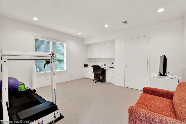 4768 Wendrick Dr, West Bloomfield, MI 48323 - home office featuring built in desk, recessed lighting, and light colored carpet