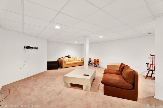 4768 Wendrick Dr, West Bloomfield, MI 48323 - living room with carpet flooring, recessed lighting, and a drop ceiling