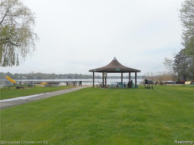 4768 Wendrick Dr, West Bloomfield, MI 48323 - view of home's community with a gazebo, a water view, and a yard