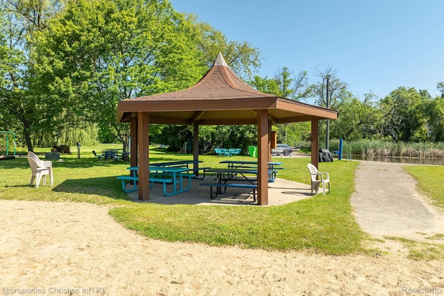 4768 Wendrick Dr, West Bloomfield, MI 48323 - view of property's community featuring a gazebo, a lawn, and view of scattered trees