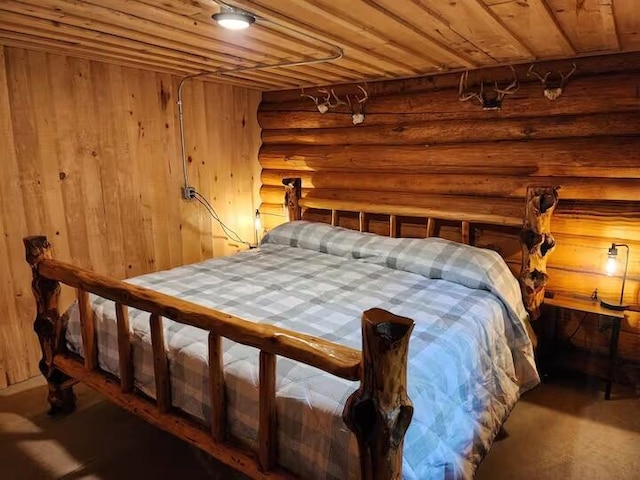 2599 N Pine Ave, White Cloud, MI 49349 - bedroom with rustic walls