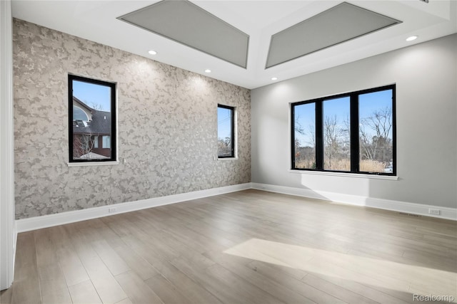 2555 Fairway Ct, Rochester, MI 48306 - empty room featuring wood finished floors, wallpapered walls, and recessed lighting