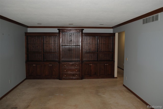 4785 Mayer Rd, China, MI 48054 - unfurnished living room with light colored carpet and crown molding