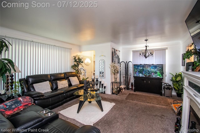20310 Burt Rd, Detroit, MI 48219 - carpeted living room featuring a chandelier