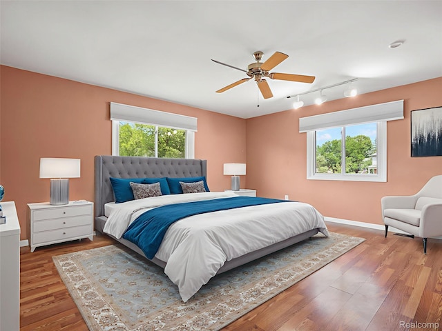 890 Darwin Place Ct, Rochester Hills, MI 48307 - bedroom with track lighting, wood finished floors, and a ceiling fan