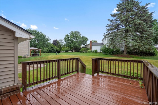 890 Darwin Place Ct, Rochester Hills, MI 48307 - wooden terrace featuring a gazebo and a lawn