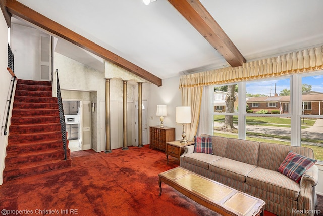 1014 Key W Dr, Clawson, MI 48017 - carpeted living room with stairway