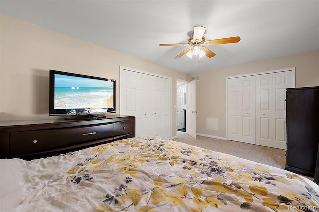 16322 Canterbury Ct, Macomb, MI 48044 - carpeted bedroom with multiple closets and a ceiling fan