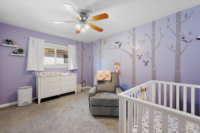 16322 Canterbury Ct, Macomb, MI 48044 - carpeted bedroom featuring a nursery area and ceiling fan