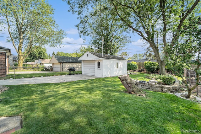 20874 Woodmont St, Harper Woods, MI 48225 - fenced yard with a detached garage and an outdoor structure