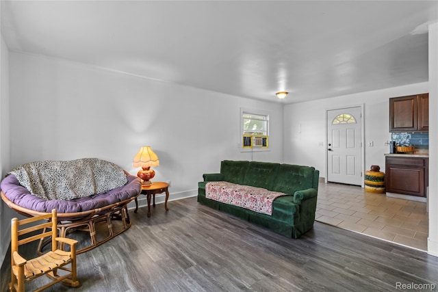 6329 Loraine St, Romulus, MI 48174 - living area featuring wood finished floors and baseboards