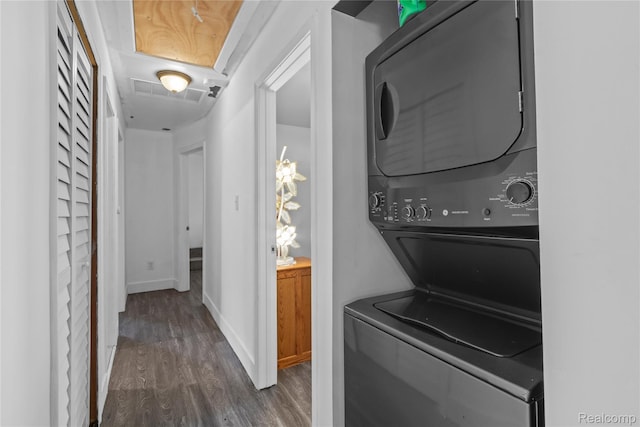 6329 Loraine St, Romulus, MI 48174 - washroom with stacked washer / drying machine and wood finished floors
