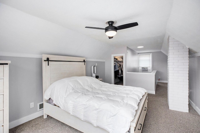 1018 S Stephenson Hwy, Royal Oak, MI 48067 - bedroom featuring carpet flooring, lofted ceiling, a spacious closet, cooling unit, and ceiling fan