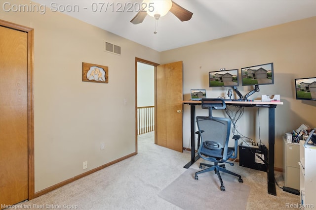 2129 Camelot Dr, Troy, MI 48083 - carpeted office space with a ceiling fan and baseboards