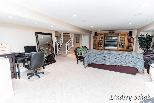 13025 Shaner Ave NE, Cedar Springs, MI 49319 - bedroom with carpet, recessed lighting, and an office area
