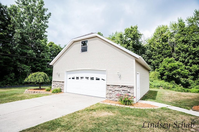 13025 Shaner Ave NE, Cedar Springs, MI 49319 - view of home's exterior featuring stone siding and a yard